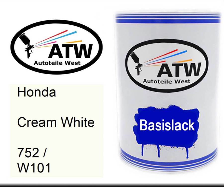 Honda, Cream White, 752 / W101: 500ml Lackdose, von ATW Autoteile West.